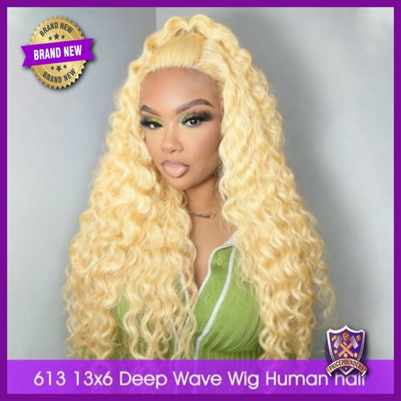 13x6 Lace Front Wig Human Hair 38 Inch Deep Wave 180% Density Pre Plucked